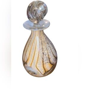 Elegant Large Perfume Bottle with Gold and Brown Swirls signed by artist